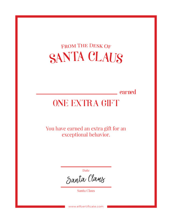 Simple Red Certificate Extra Gift